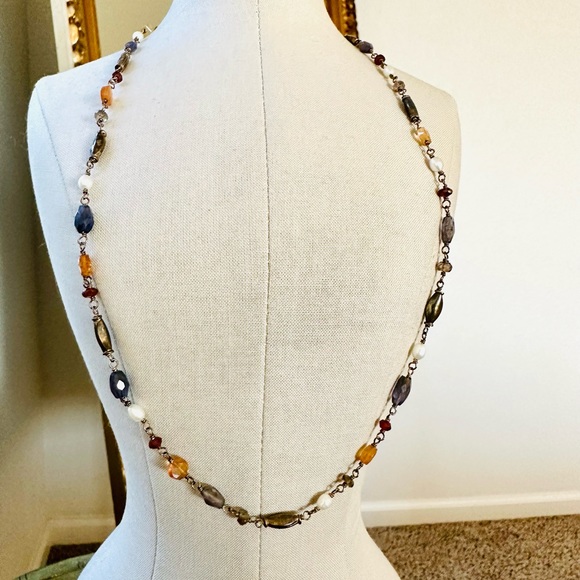 Vintage Silver Multi Precious Stone Necklace - Picture 3 of 17